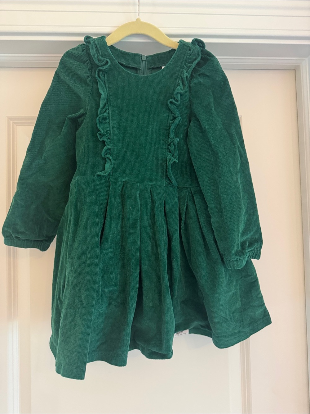 Worthy Threads Emerald Green Ruffle Corduroy Party Dress 4Y